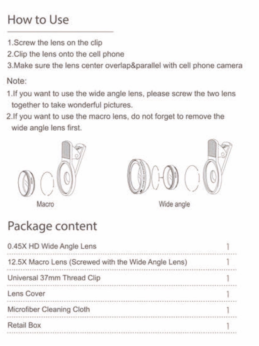 Phone Camera Lenses - Macro & Wide Angle with Phone Clip - Picture 9 of 10